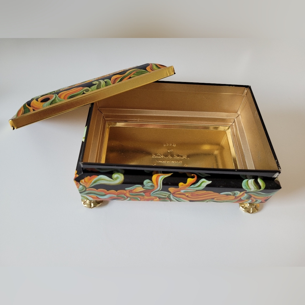 Vintage Footed Tin Box Embossed Bonsai Tree from Fricke and Nacke West G…